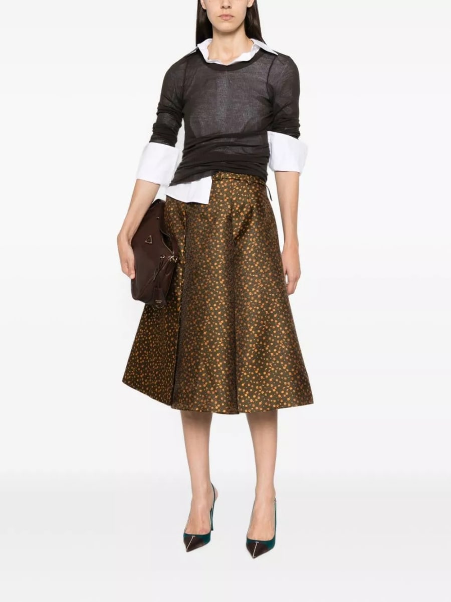 Prada Gonna midi Duchesse, view 3