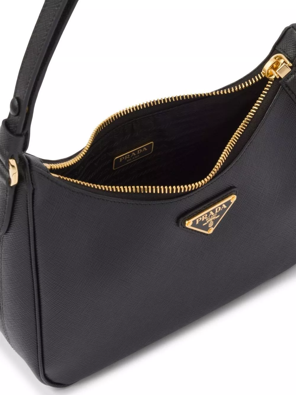 Prada Borsa a spalla mini in pelle saffiano Re-Edition, view 2