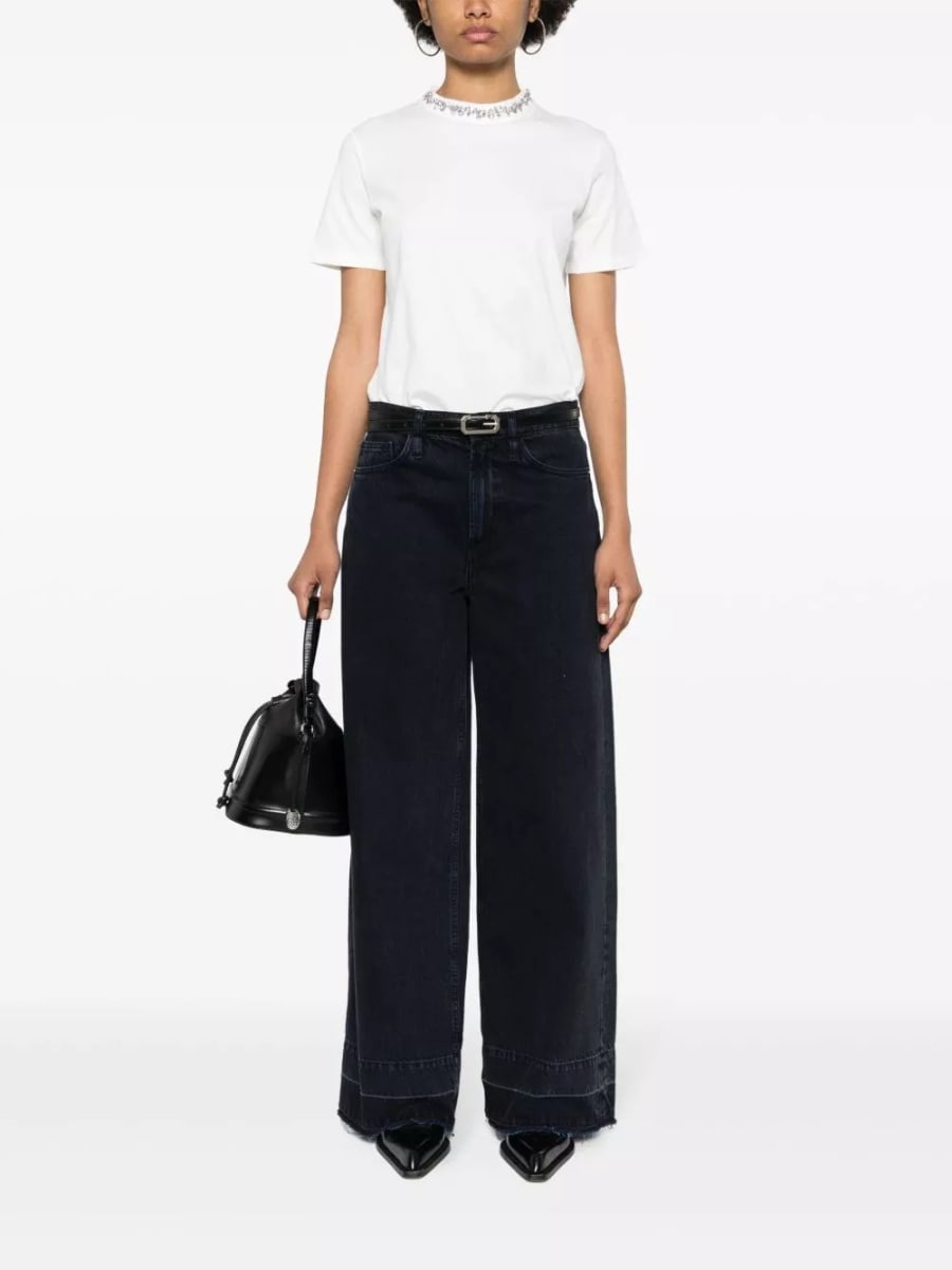 Golden Goose T-shirt in cotone ricamata oro, view 4