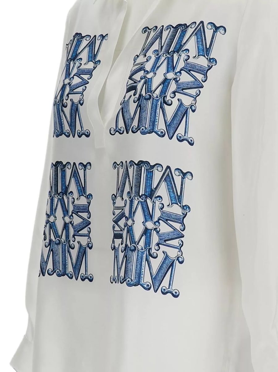 Max Mara Camicia in seta con logo, view 3