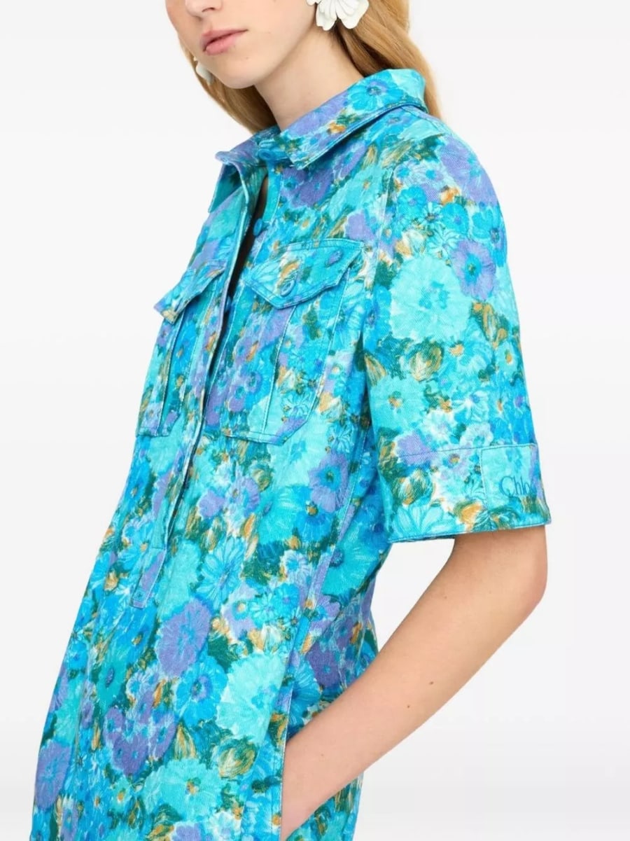 Chloé Abito mini in cotone stampato, view 2