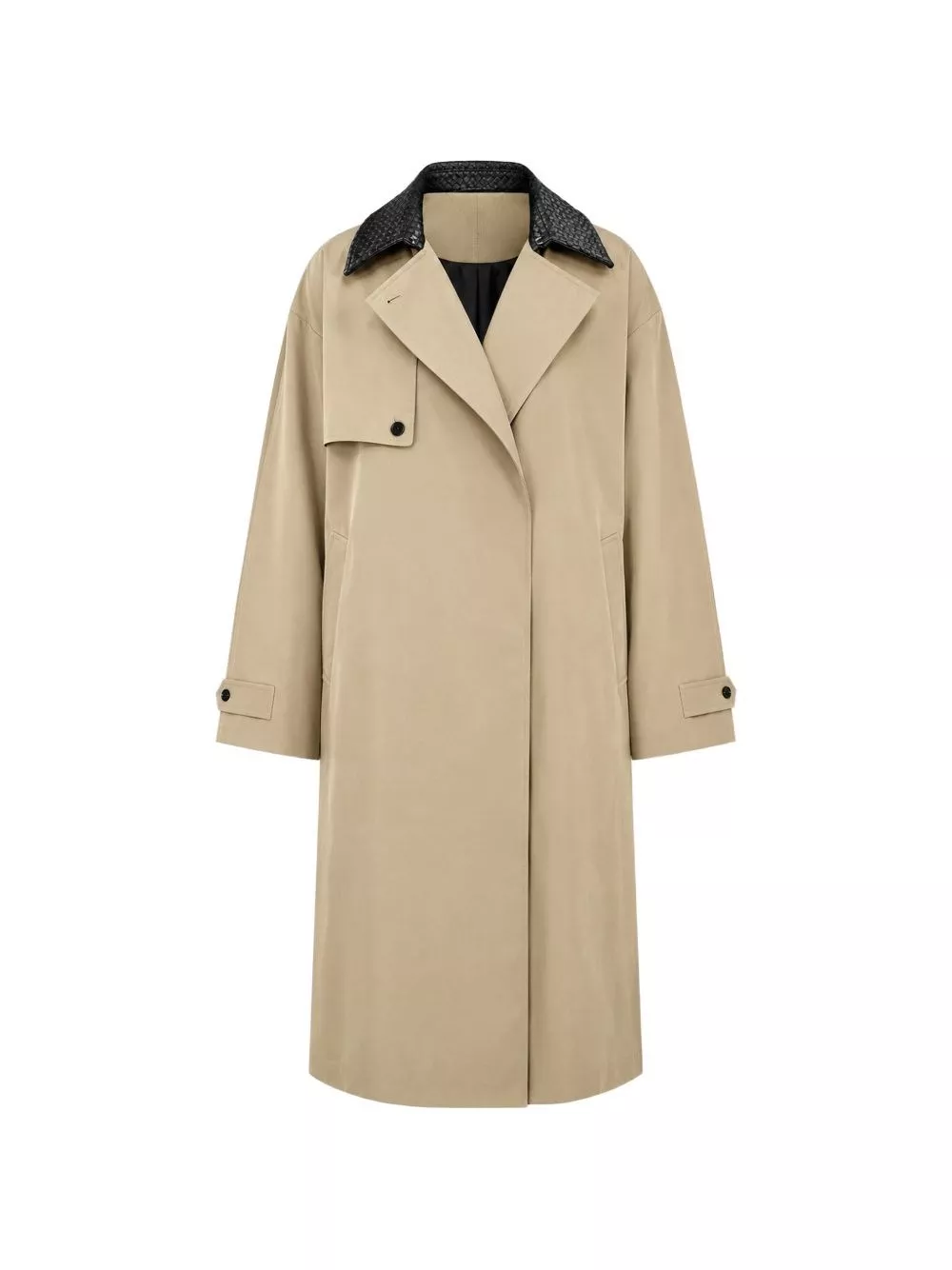 Bottega Veneta Cappotto trench in cotone con colletto in pelle