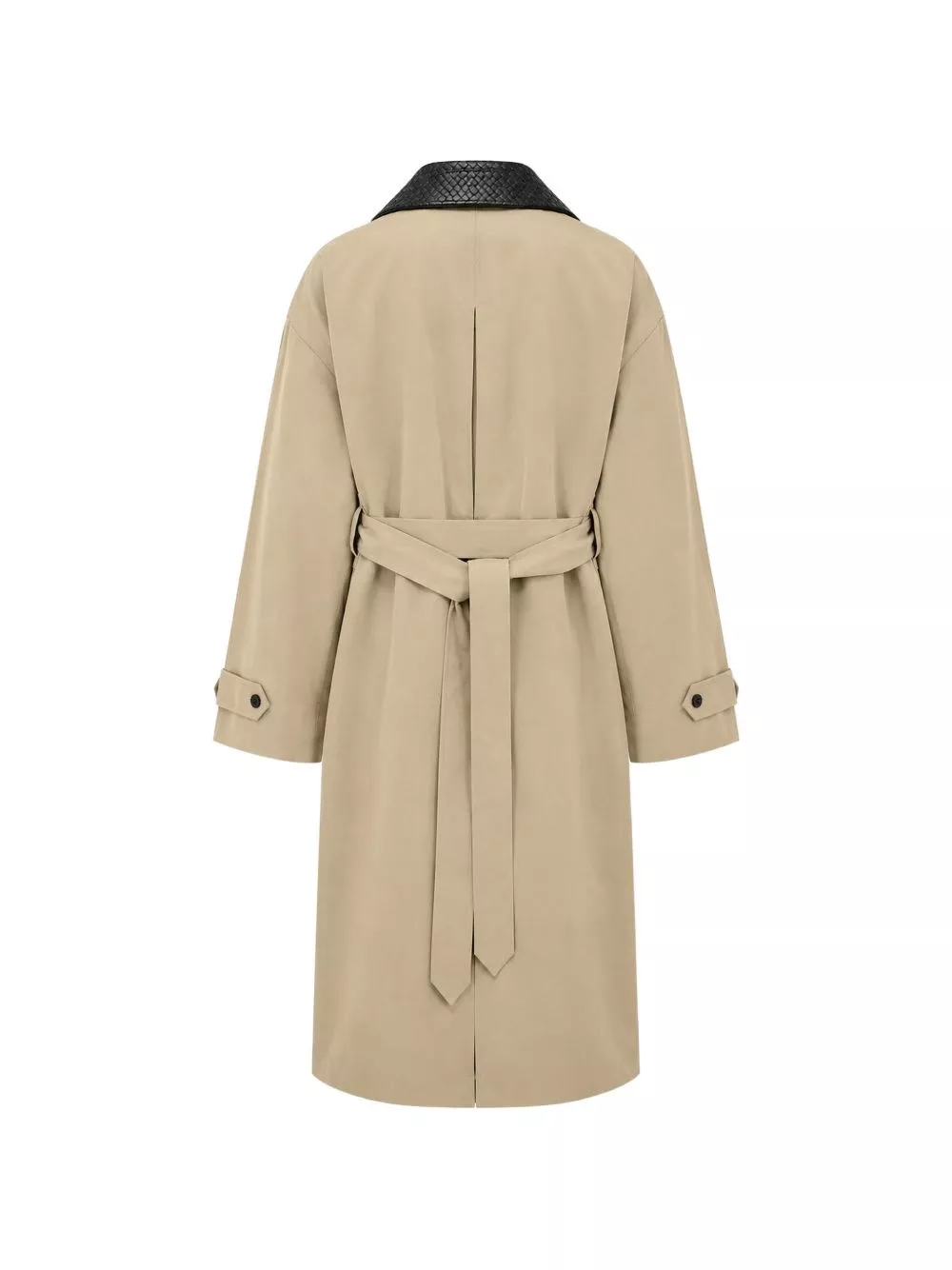 Bottega Veneta Cappotto trench in cotone con colletto in pelle, view 2