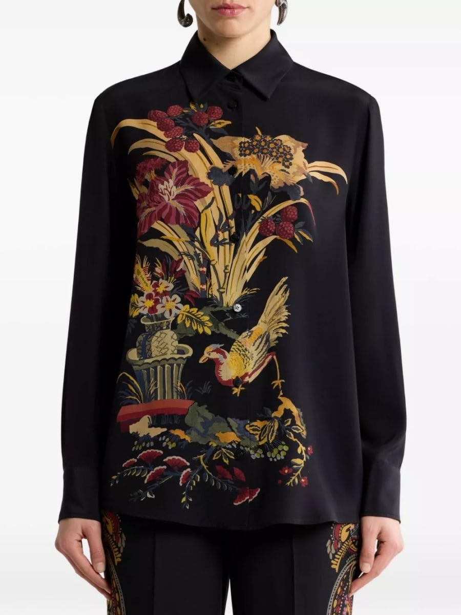 Etro Camicia in seta stampata, view 4