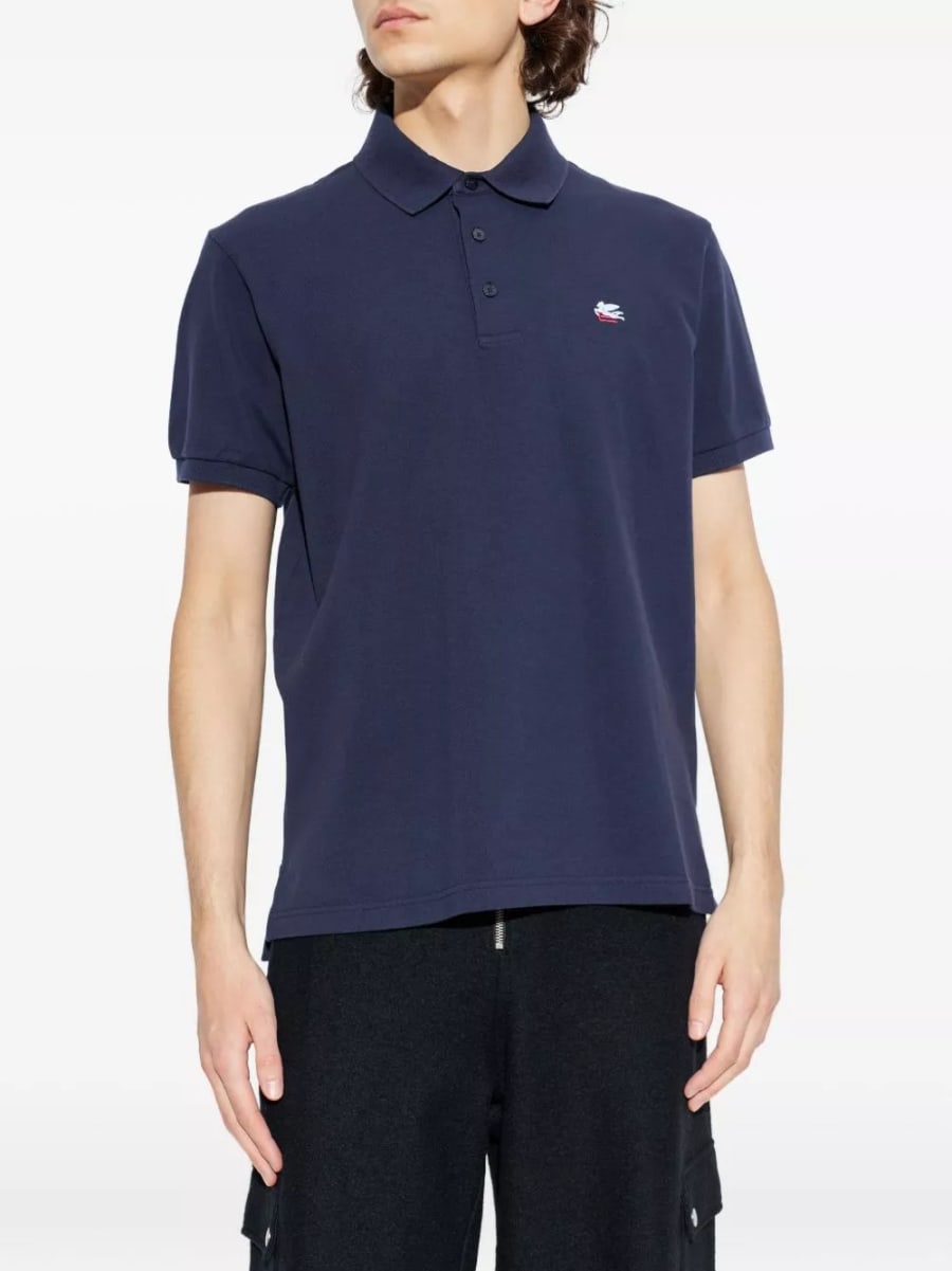 Etro logo la polo in cotone, view 3