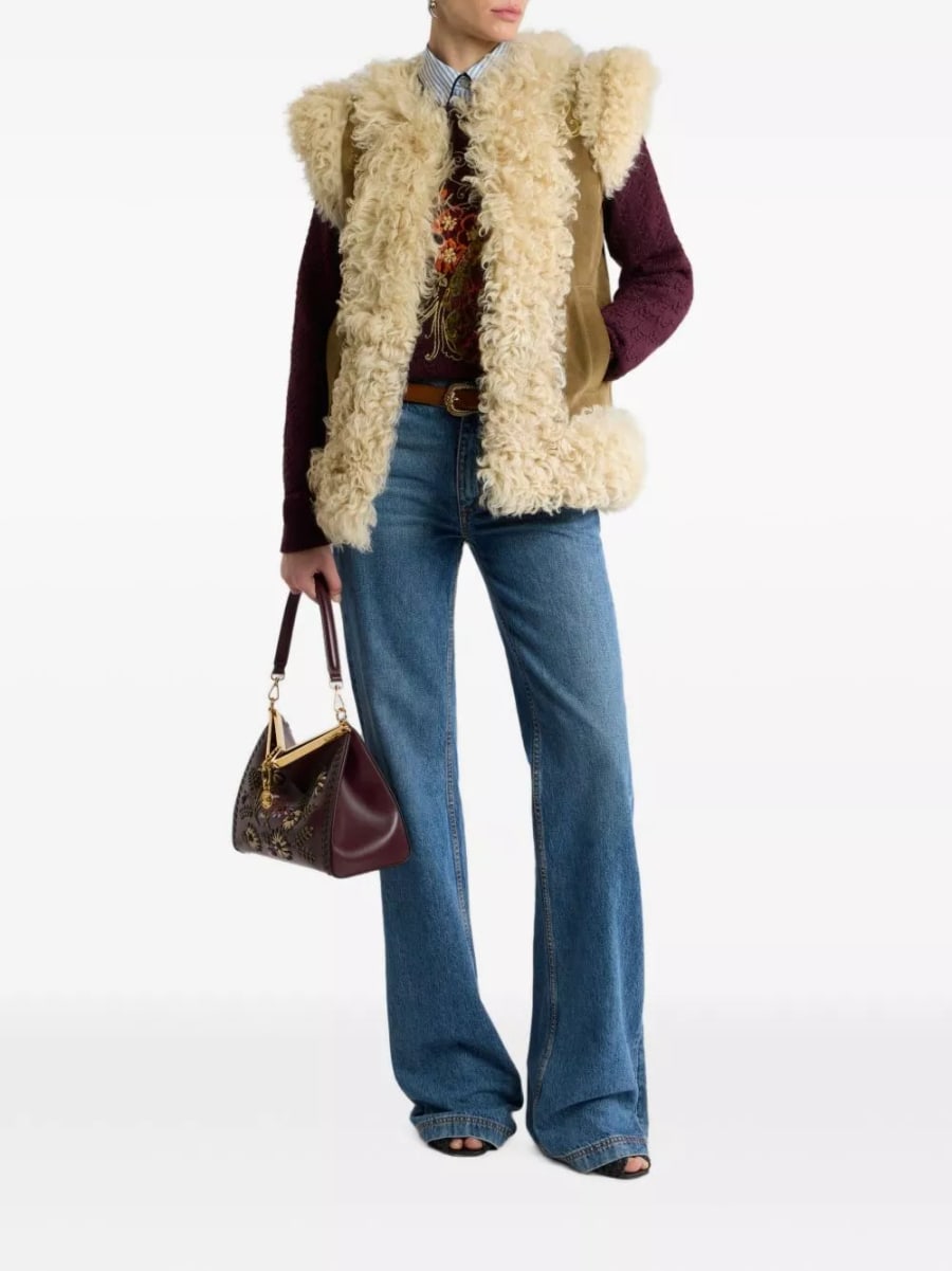 Etro Gilet in lana shearling, view 4