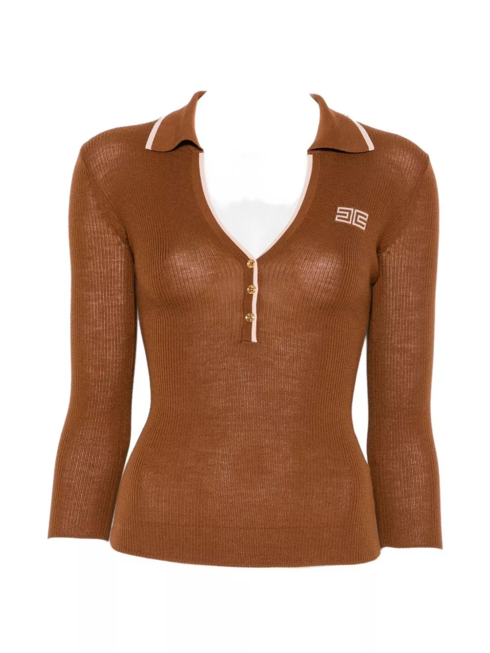 Elisabetta Franchi Polo in lana lavorata a maglia