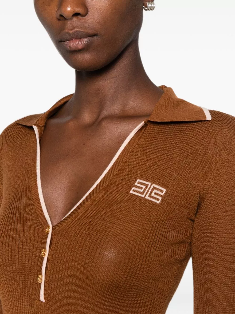 Elisabetta Franchi Polo in lana lavorata a maglia, view 2