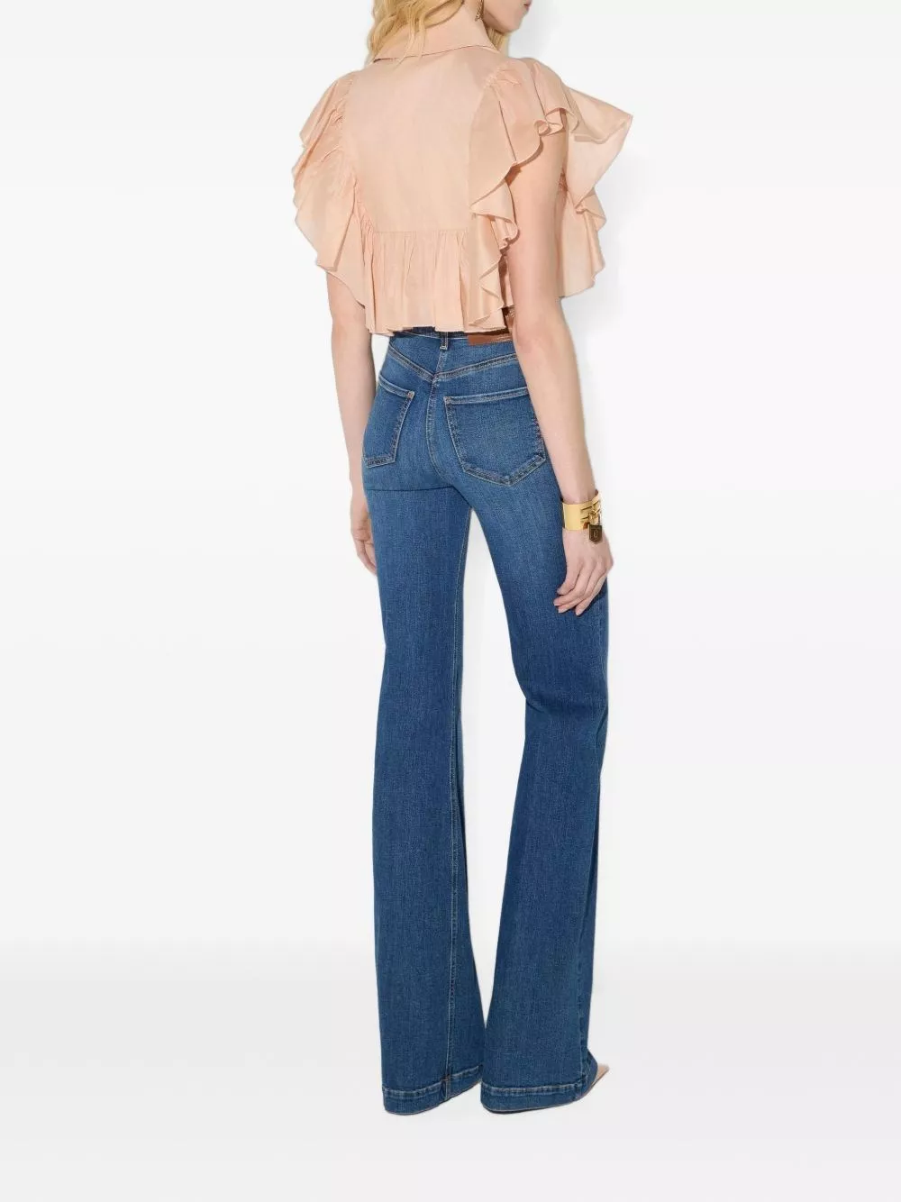 Elisabetta Franchi Jeans in denim a gamba svasata, view 2