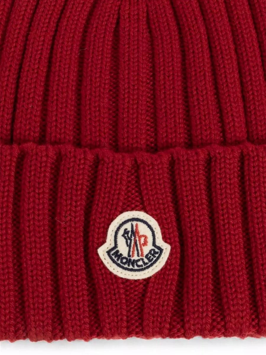 Moncler Beanie in lana con logo, view 2