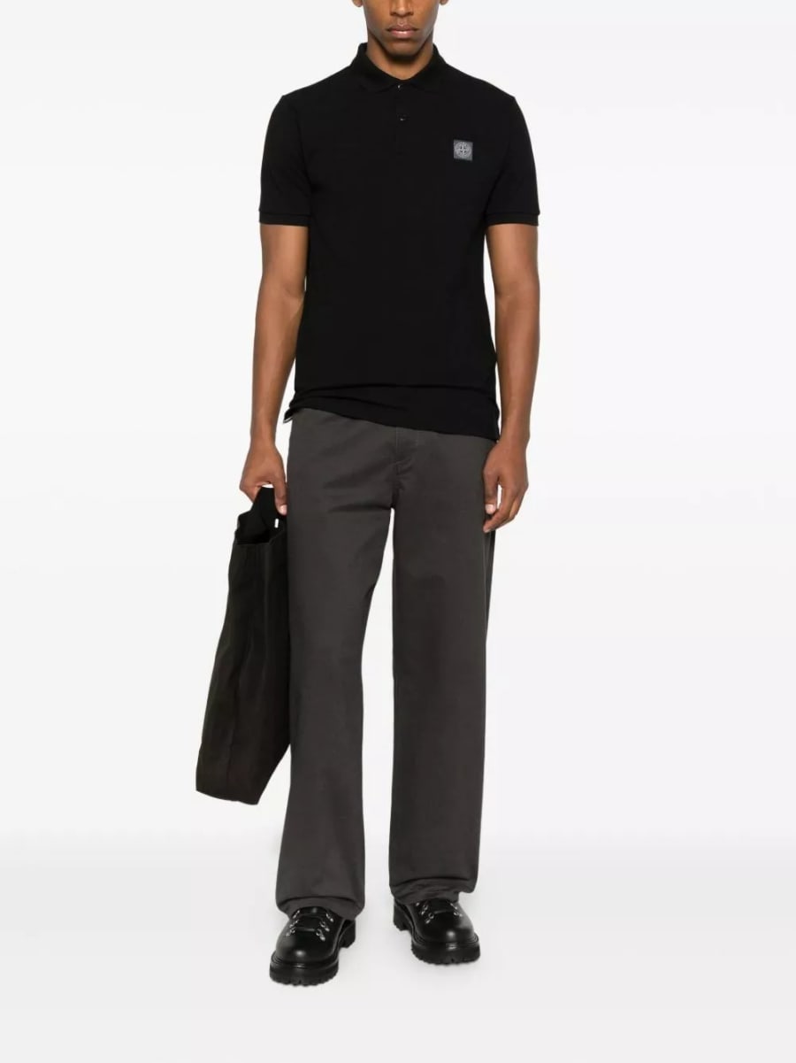 Stone Island la polo in cotone con logo, view 3