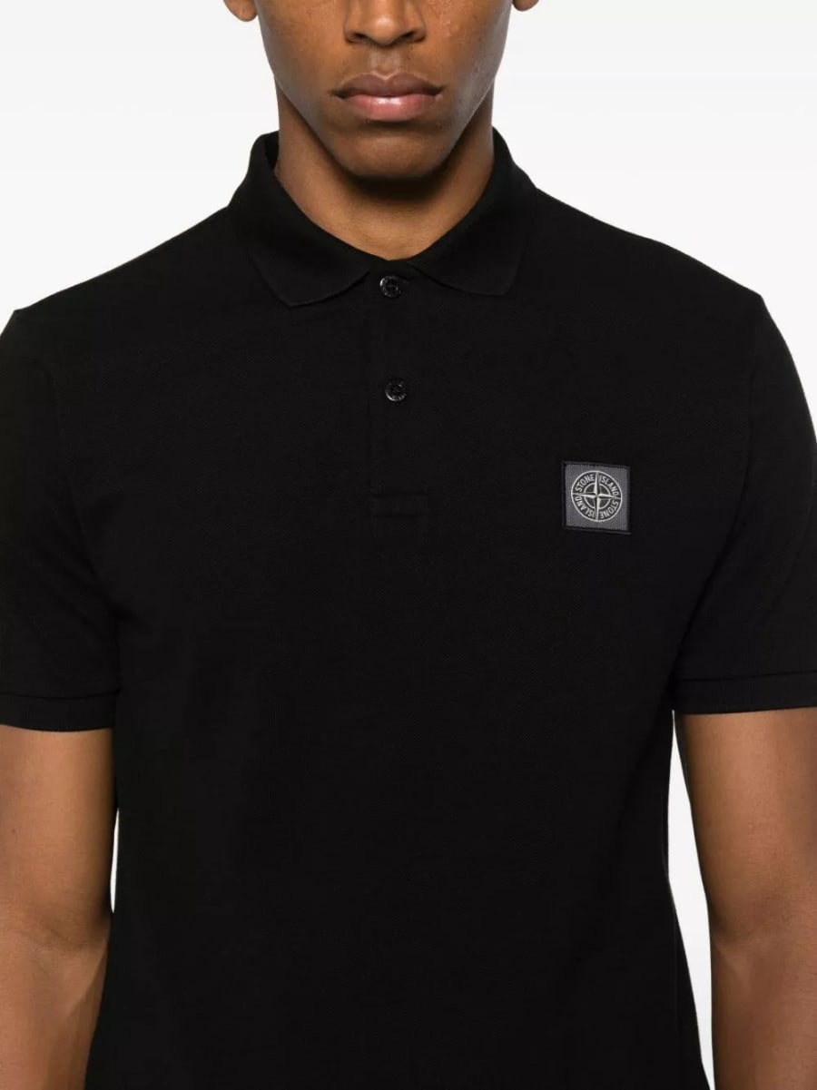 Stone Island la polo in cotone con logo, view 4