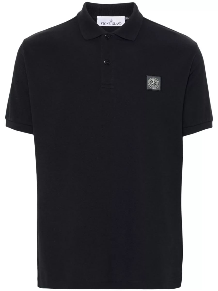 Stone Island logo la polo in cotone