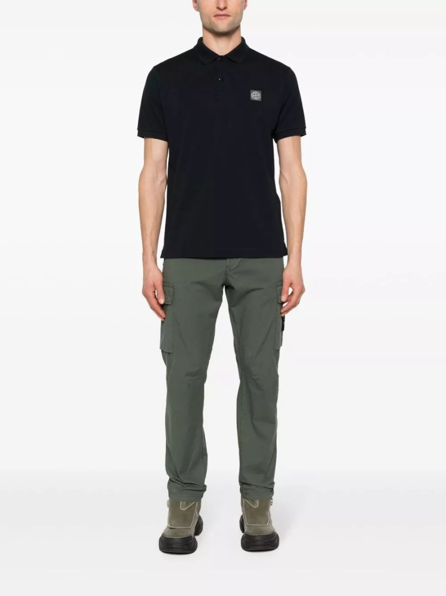 Stone Island logo la polo in cotone, view 5
