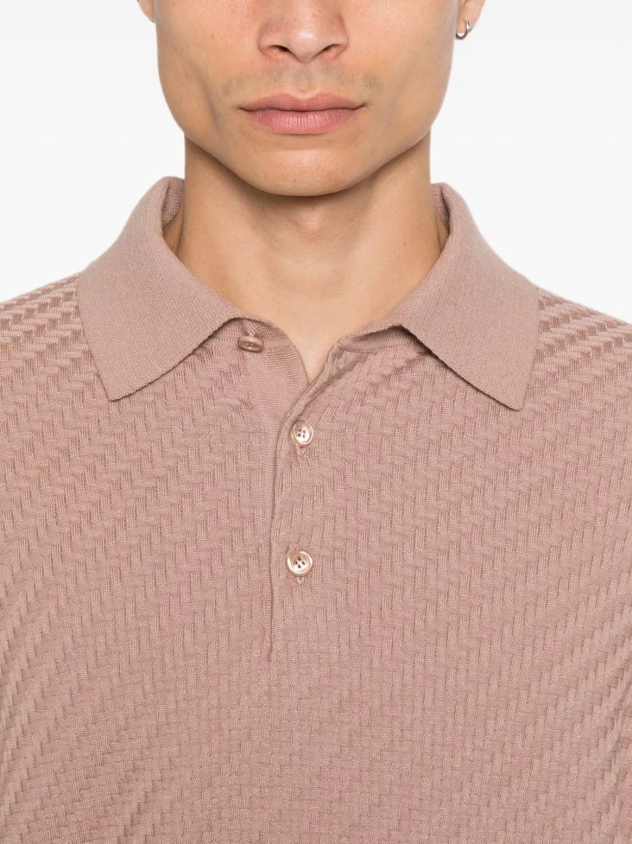 Brioni la polo in cotone e cashmere, view 5