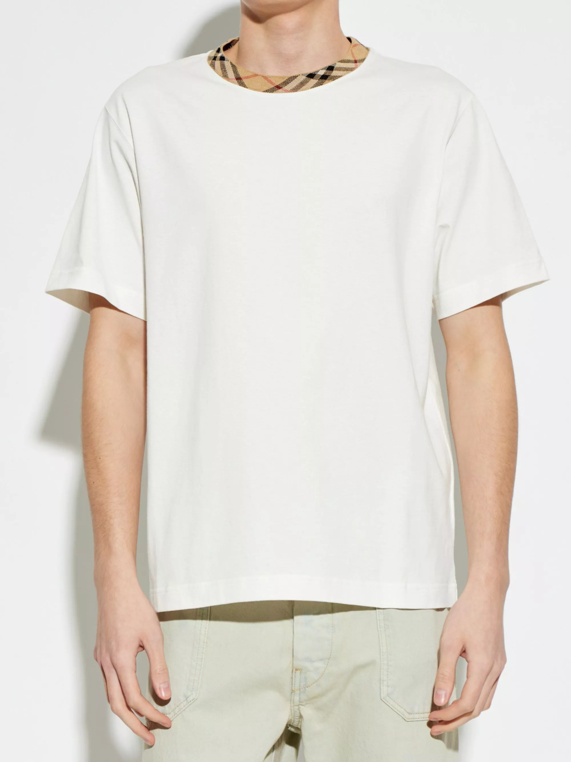 Burberry T-Shirt con Collo a Quadri, view 2