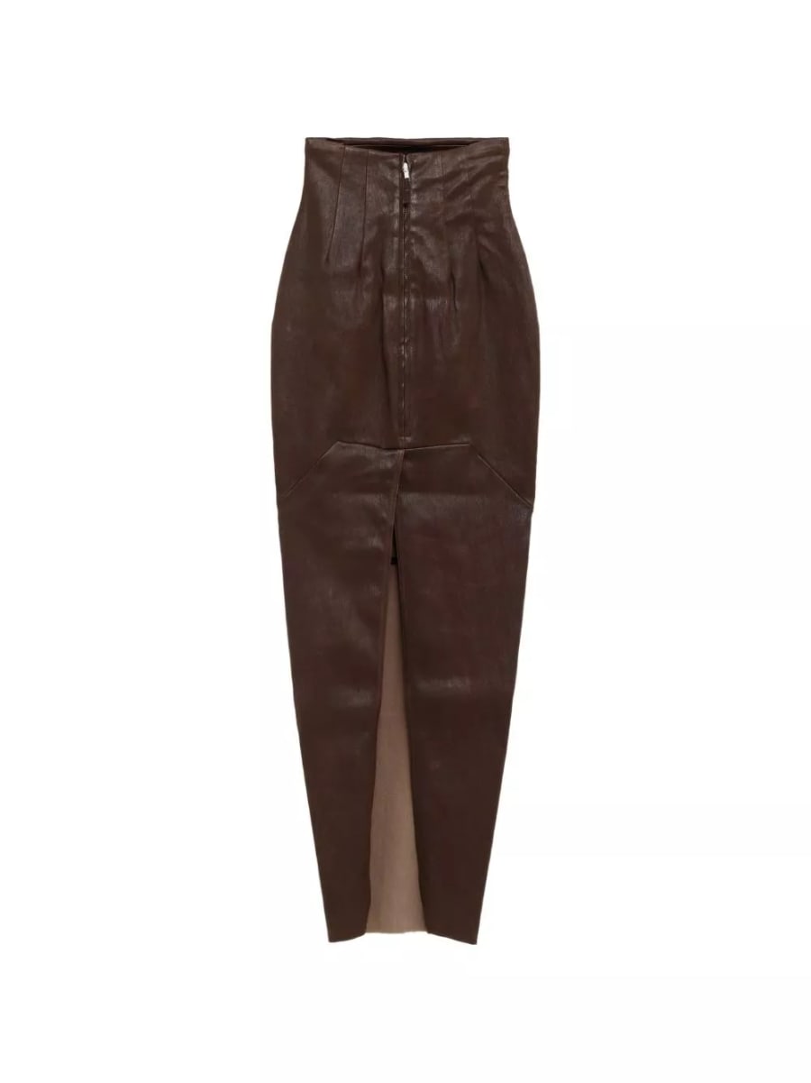 Rick Owens Gonna lunga in pelle, view 2