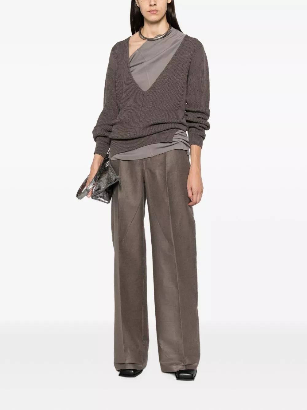 Rick Owens Maglione in lana a scollo a V, view 2