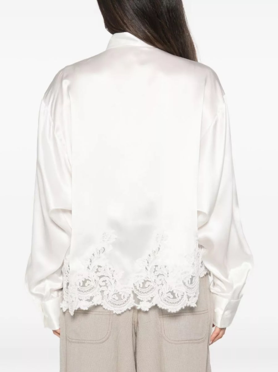Ermanno scervino Camicia di seta con pizzo, view 2