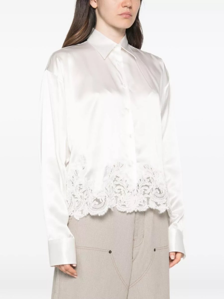 Ermanno scervino Camicia di seta con pizzo, view 3
