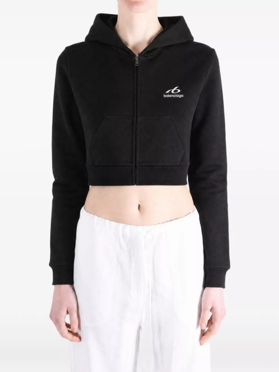 Balenciaga Felpa cropped in cotone, view 3