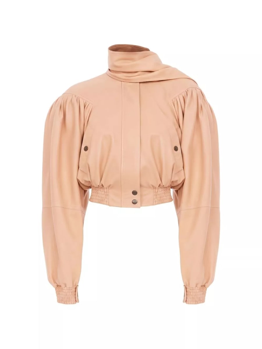 Chloé Giacca in pelle con sciarpa