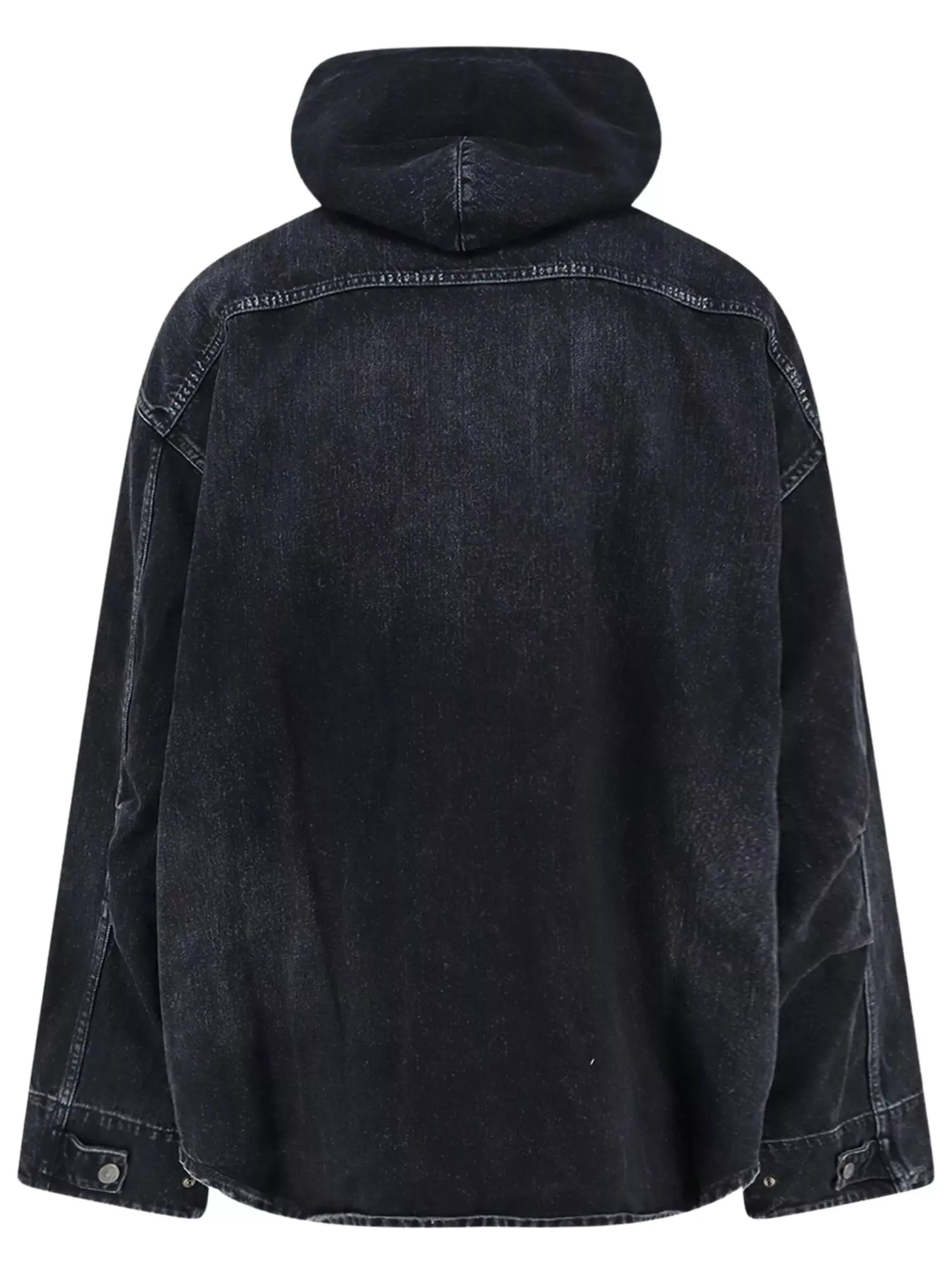 Balenciaga Giacca in denim con cappuccio ricamata con logo, view 2