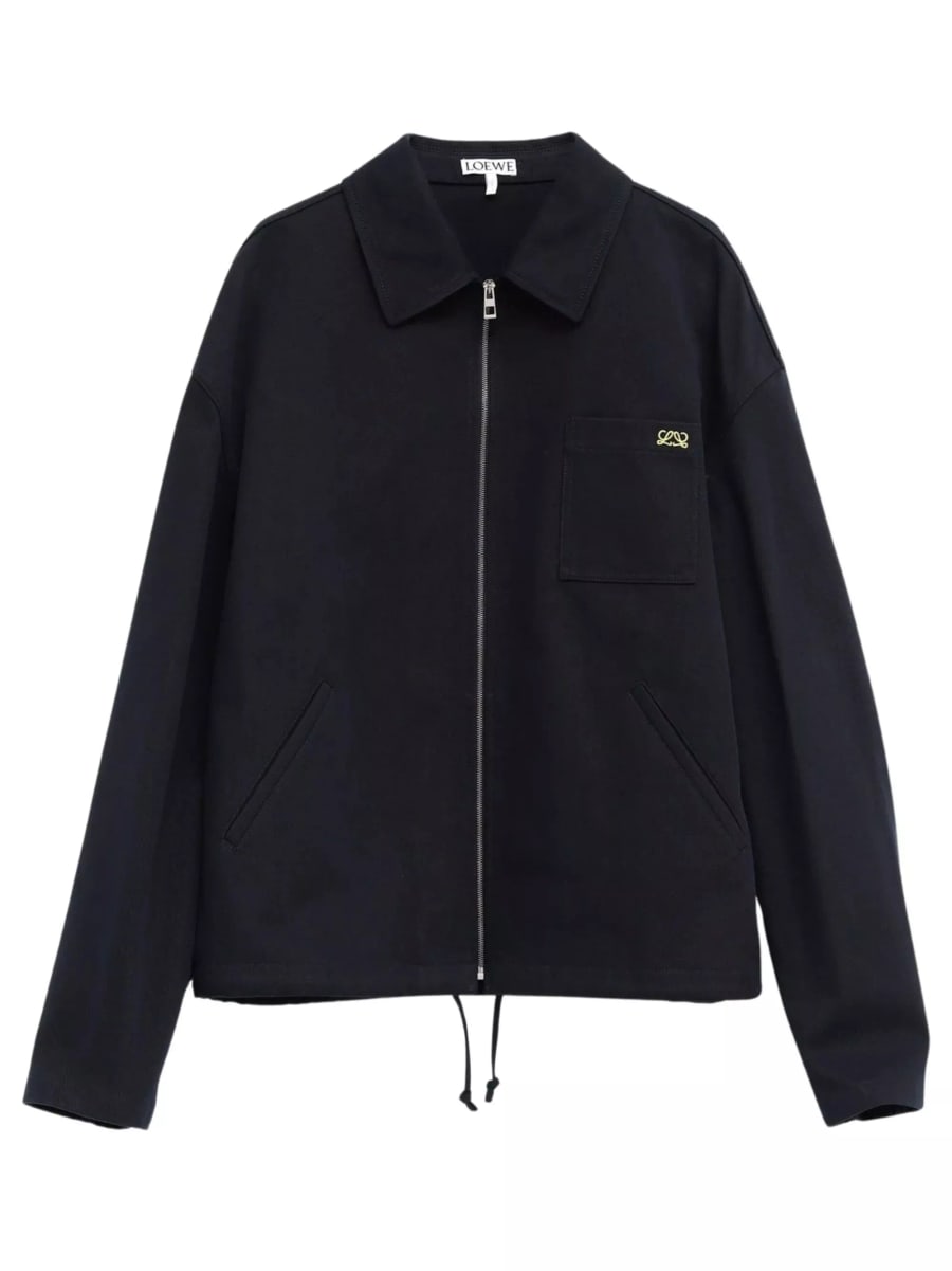 Loewe giacca con zip ricamata logo