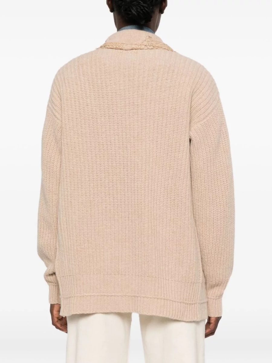 Ermanno Cardigan in cotone con pizzo, view 2