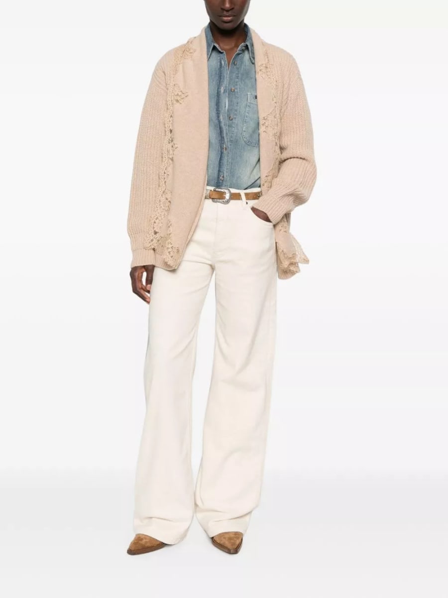 Ermanno Cardigan in cotone con pizzo, view 5
