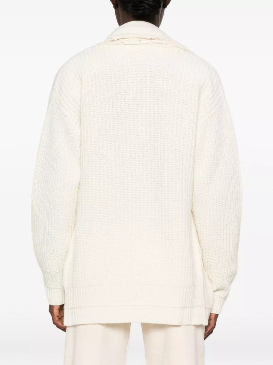 Ermanno Cardigan in cotone con pizzo, view 4