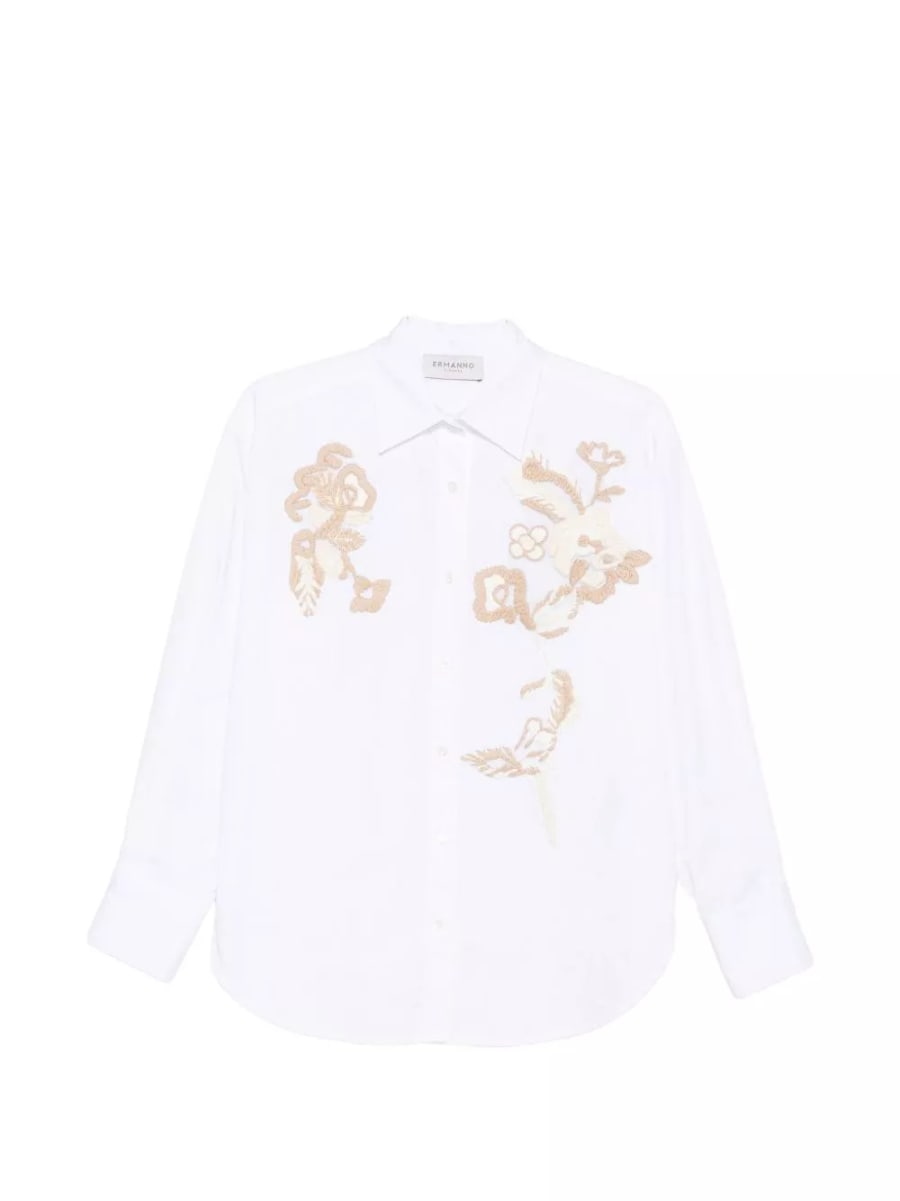 Ermanno Camicia in cotone ricamata