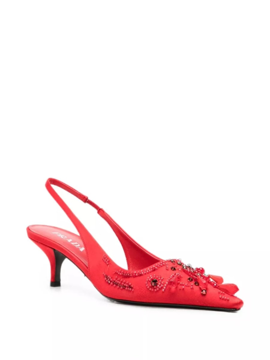 Prada Pumps slingback ricamati, view 4
