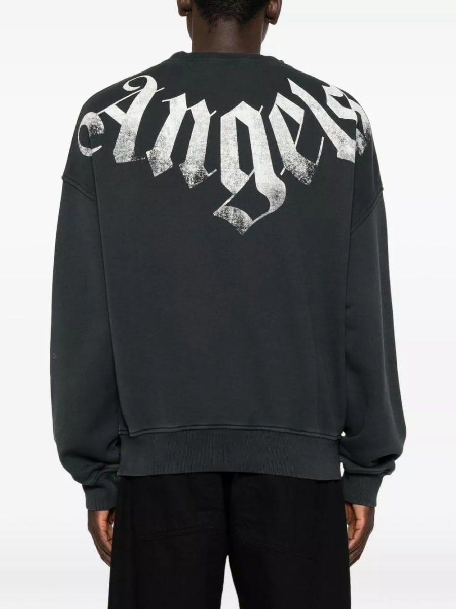 Palm Angels Felpa in cotone con logo, view 3