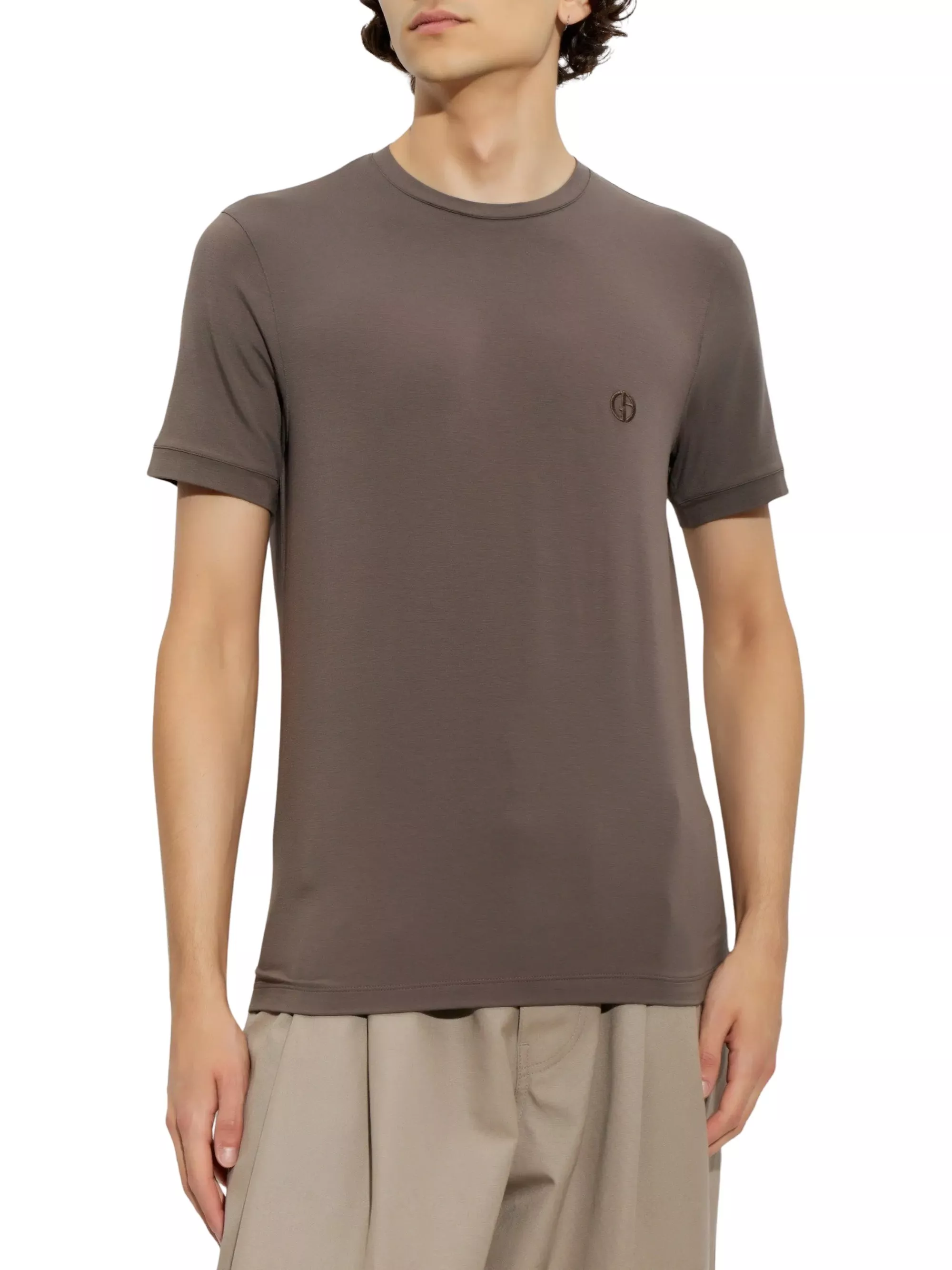 Giorgio Armani T-shirt con logo ricamato, view 2