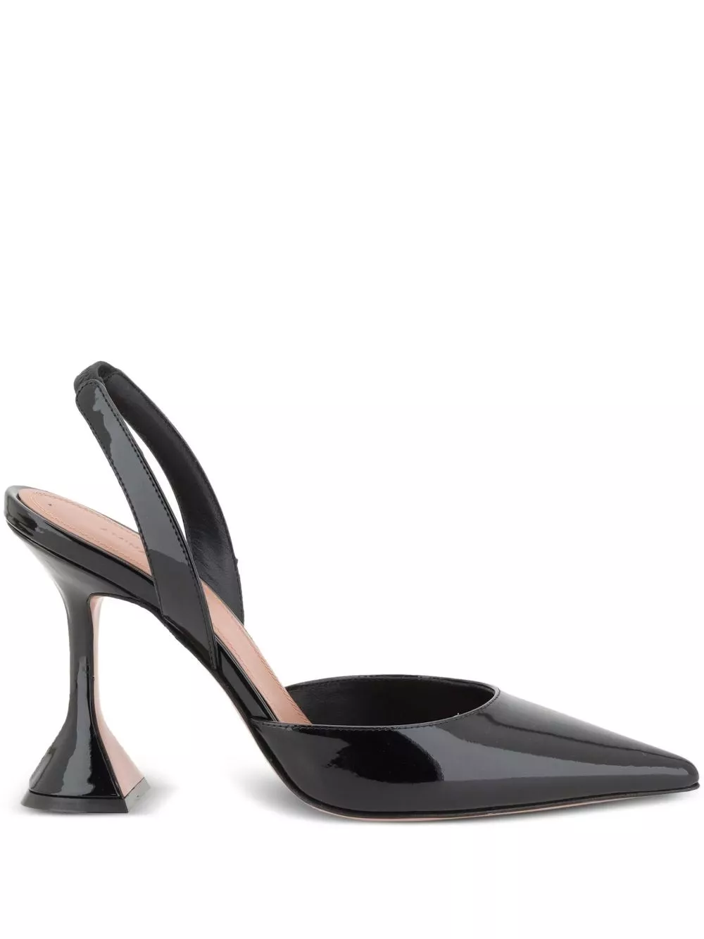 Amina Muaddi Holli scarpe con tacco in pelle verniciata