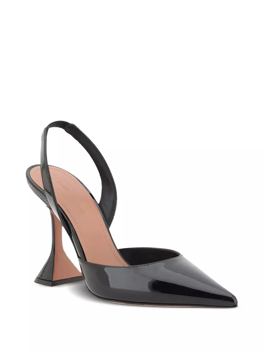 Amina Muaddi Holli scarpe con tacco in pelle verniciata, view 2