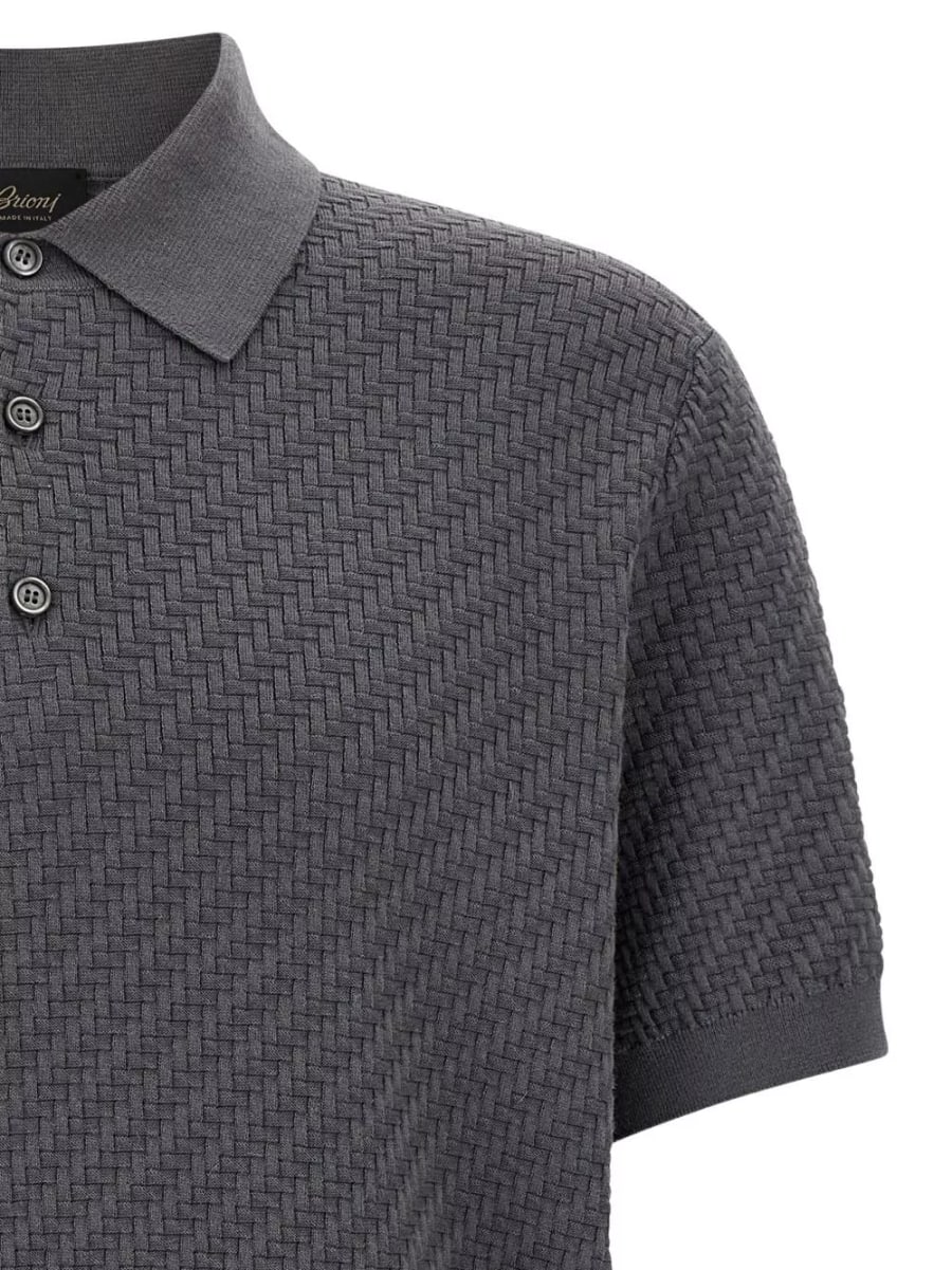 Brioni Polo in cashmere e cotone, view 3