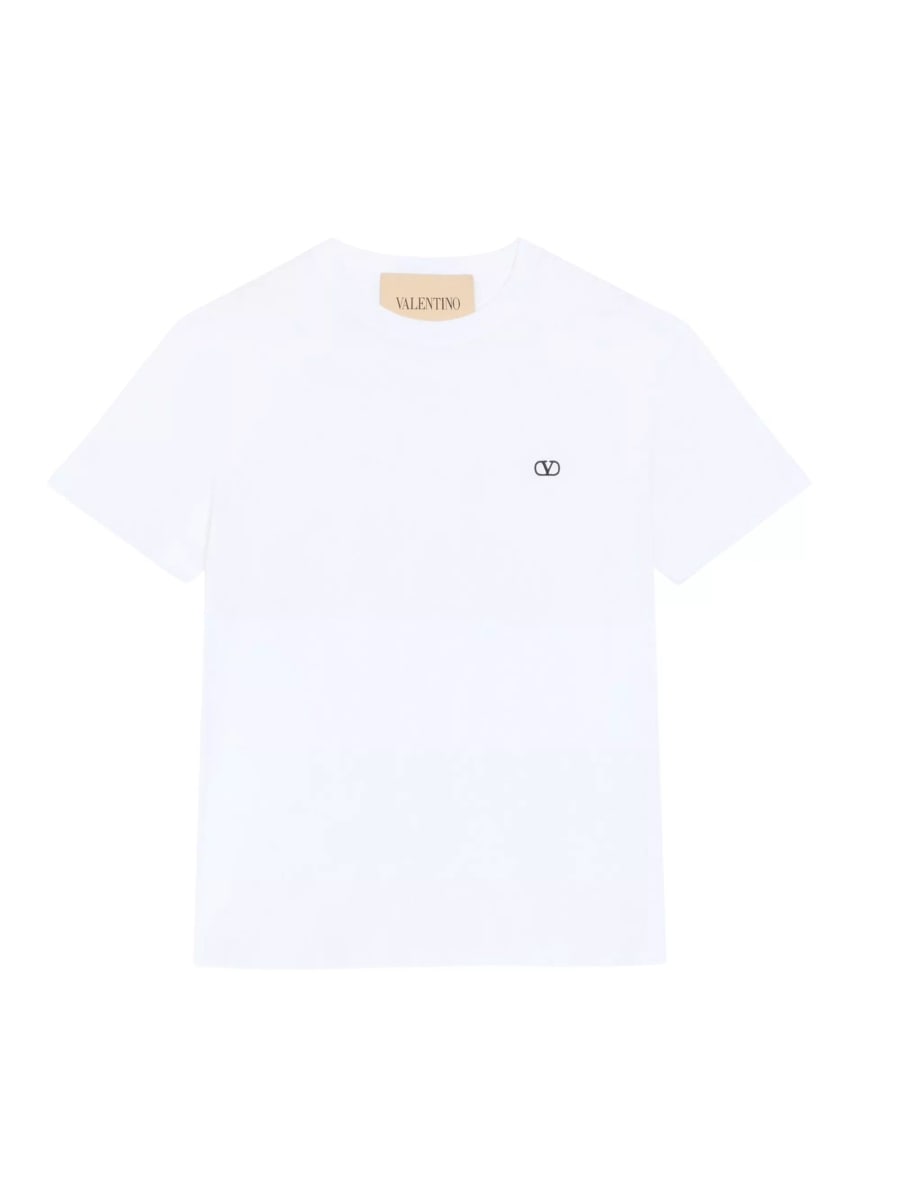 Valentino T-shirt in Cotone Valentino con Ricamo VLogo