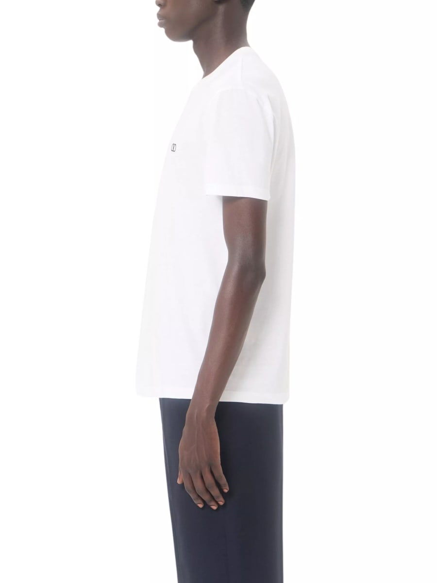 Valentino T-shirt in Cotone Valentino con Ricamo VLogo, view 3