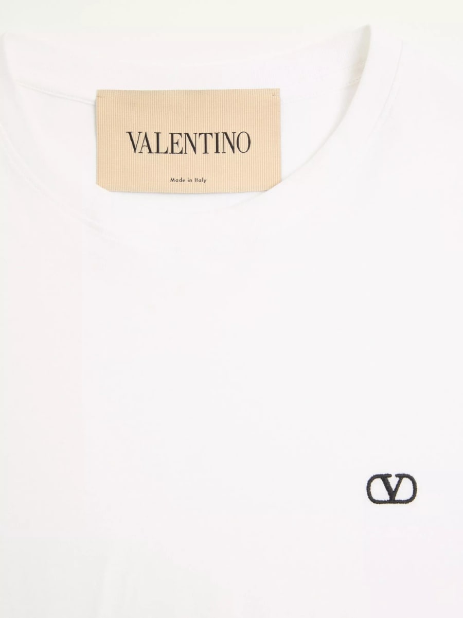 Valentino T-shirt in Cotone Valentino con Ricamo VLogo, view 5
