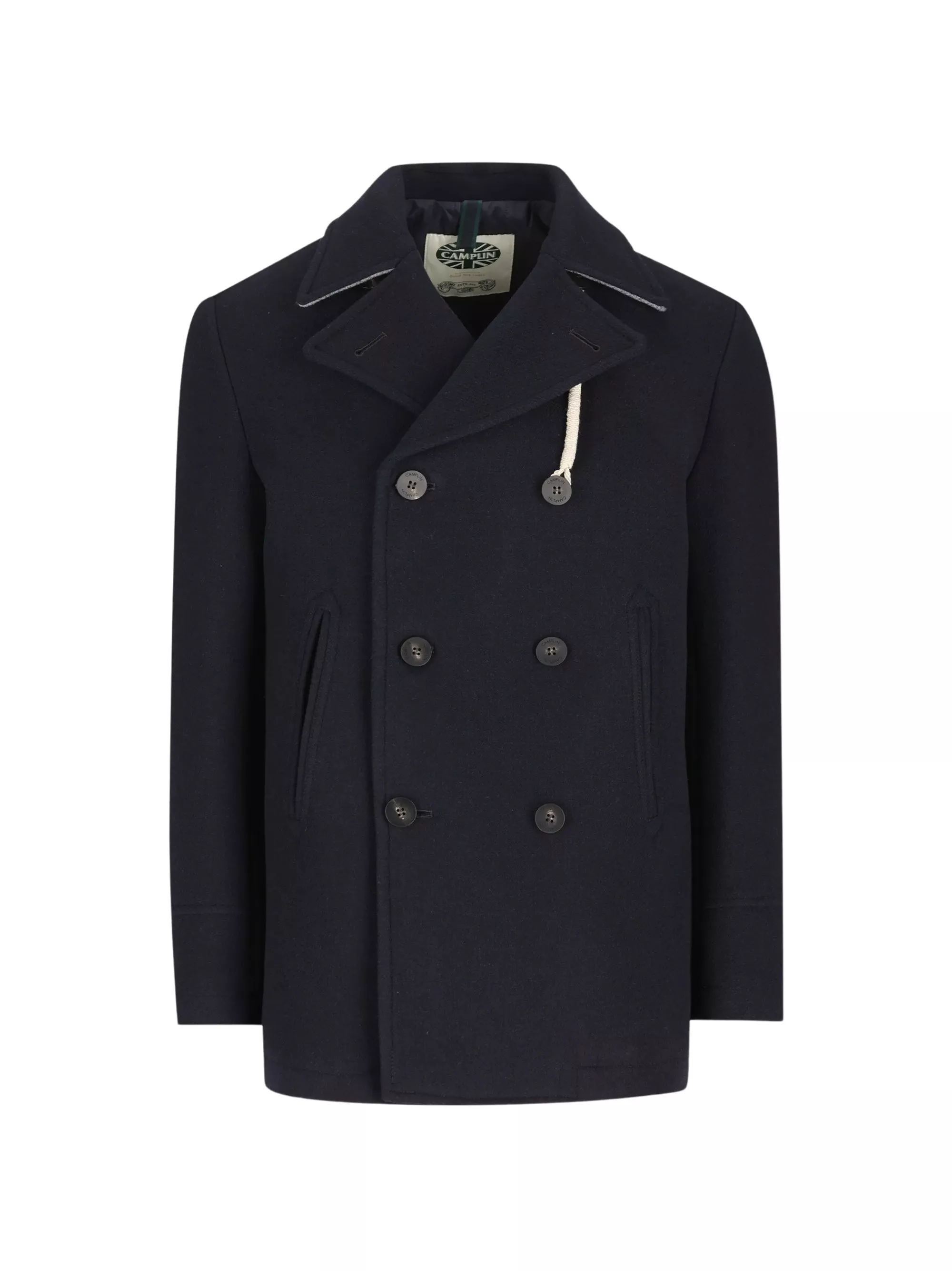 Camplin Cappotto peacoat doppiopetto con rever a punta