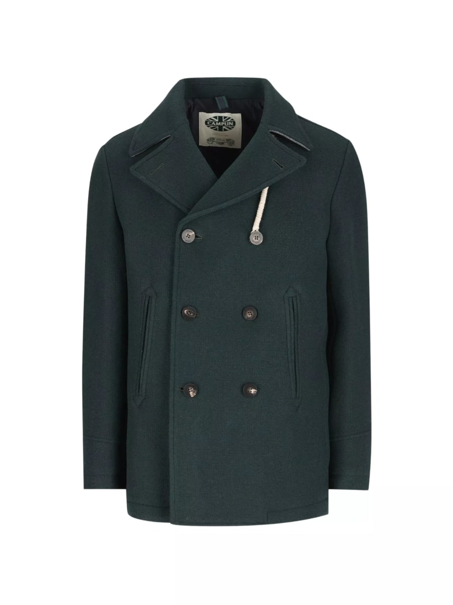 Camplin Cappotto peacoat doppiopetto con rever a punta