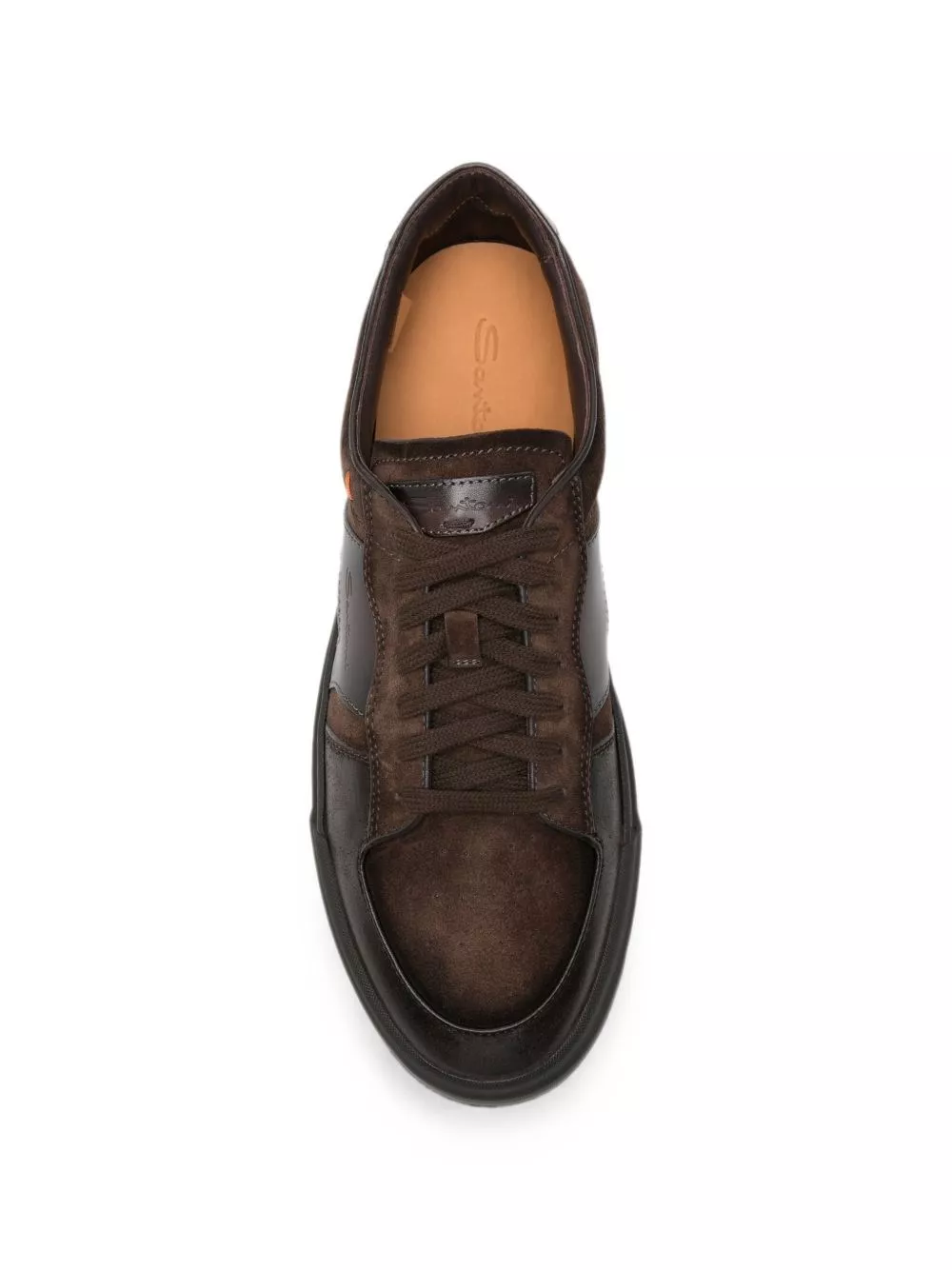 Santoni sneakers in pelle con pannelli in camoscio, view 2
