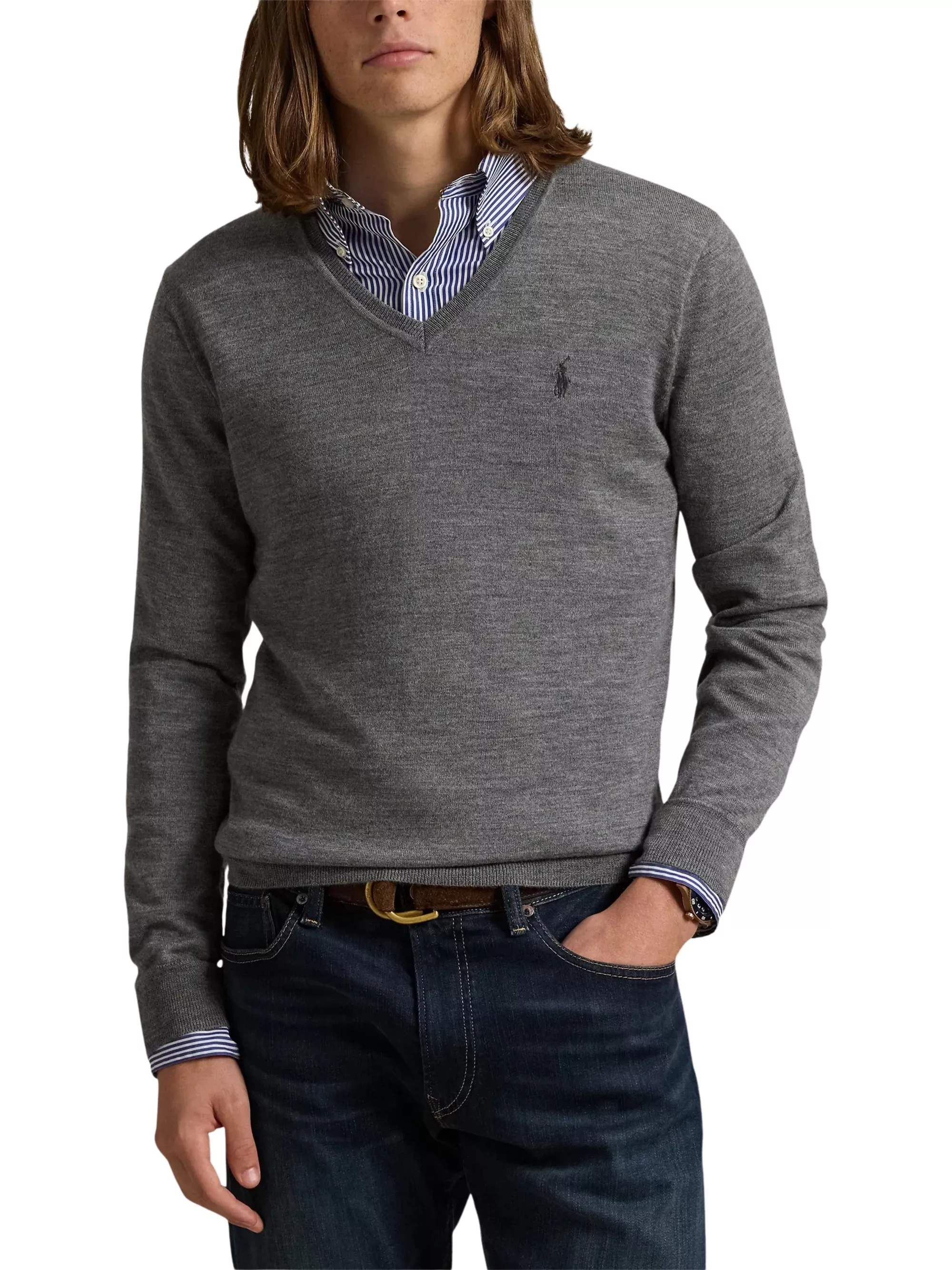 Polo Ralph Lauren Maglione a V con logo ricamato, view 2