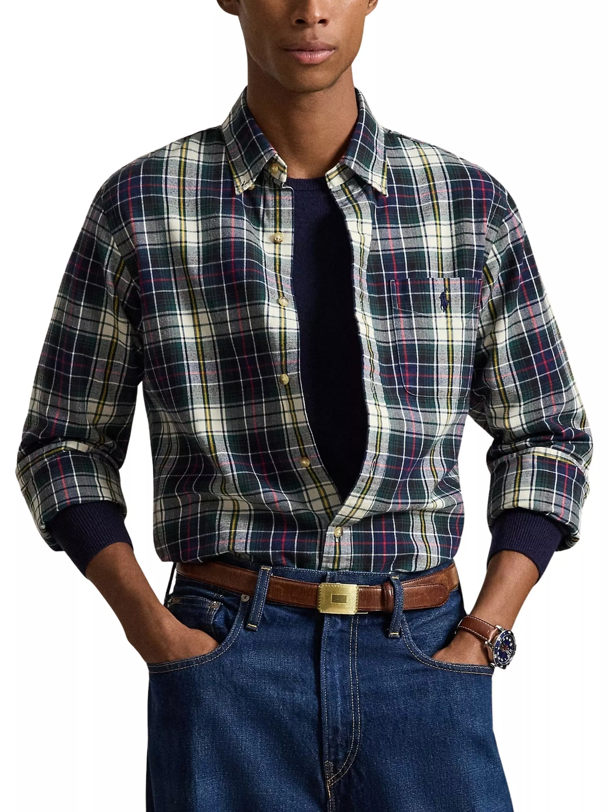 Polo Ralph Lauren Camicia Oxford Spazzolata a Quadri su Misura, view 2