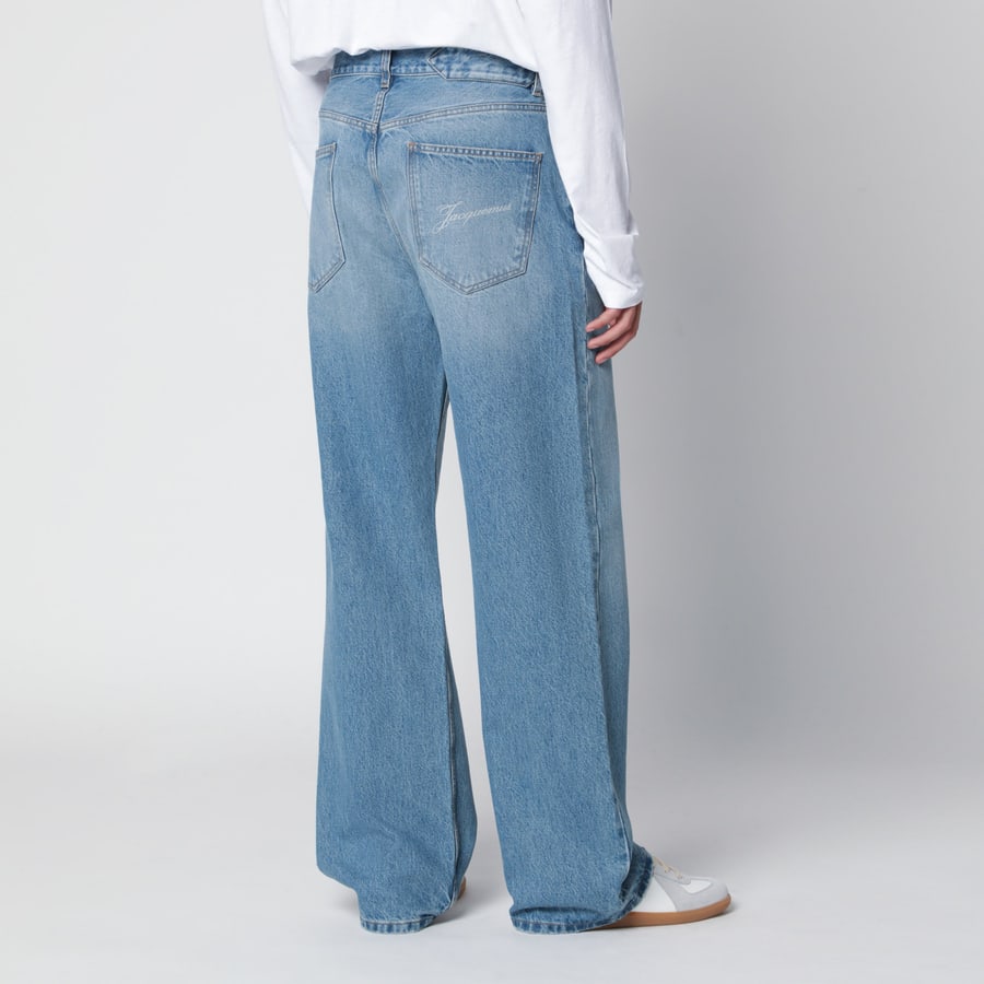 Jacquemus Jeans dritti blu in denim de-Nîmes, view 4