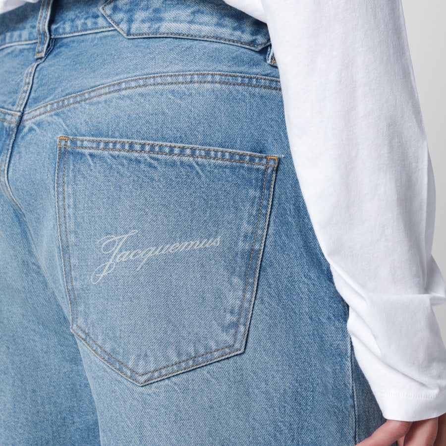 Jacquemus Jeans dritti blu in denim de-Nîmes, view 5