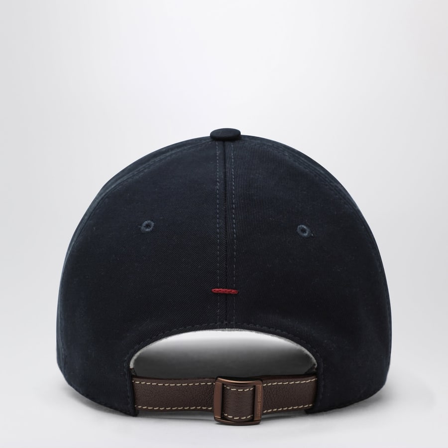 Brunello Cucinelli Cappello da baseball blu navy in cotone, view 3
