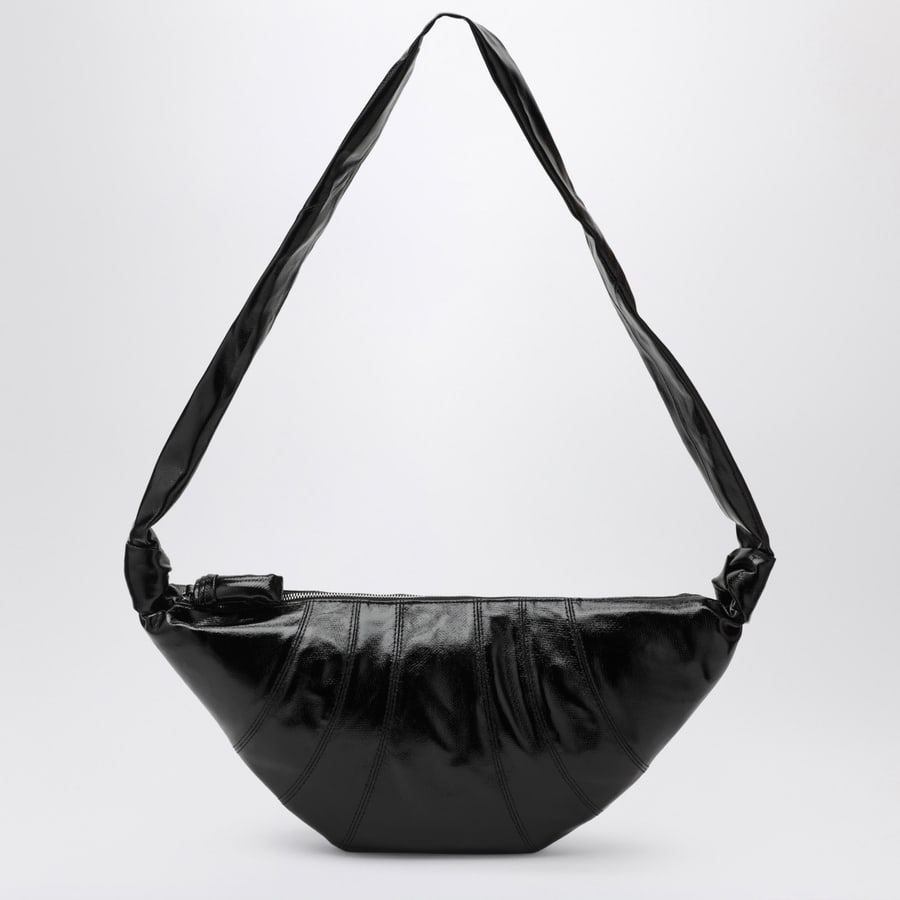 Lemaire Croissant bag media nera in cotone rivestito